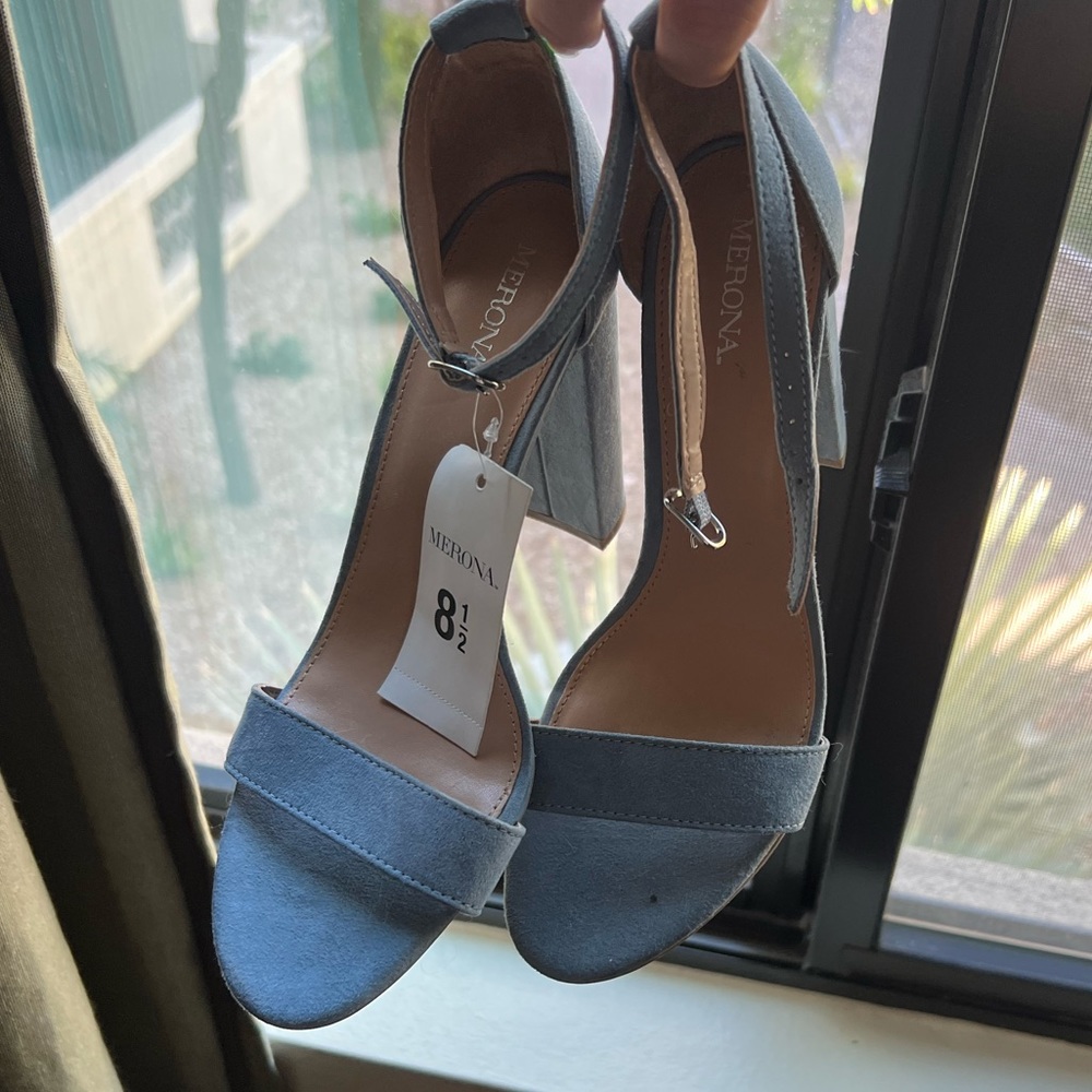 Light blue suede heels